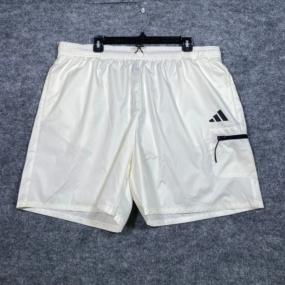 Adidas Mens Multi Sport Shorts Off White Cargo Zip Pocket JF3348‎ Size 2XL NWT